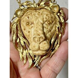 VTG Luca Razza Zodiac Signs Lion Head Pendant Necklace Vintage Leo-Rare-Estate